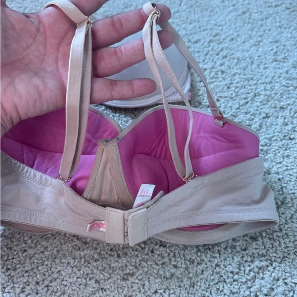 Lot of 3 Pink Victoria Secret Bras 34 c blue nude tan push up - Picture 7 of 12